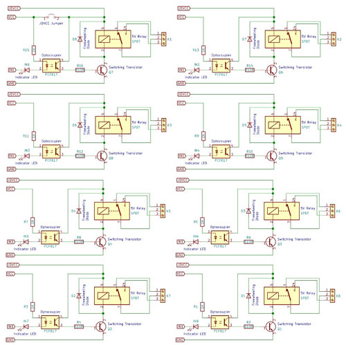 八通道继电器模块Circuit Diagram
