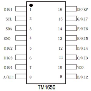 TM1650 LED驱动器Pinout