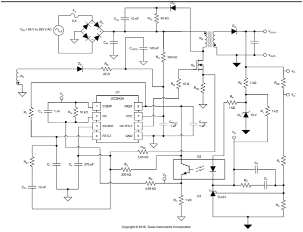 UC3843Application Circuit Diagram